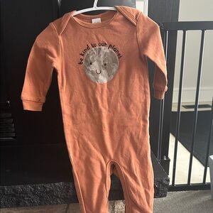 Adorable Orange Kids Footie with Planet Design